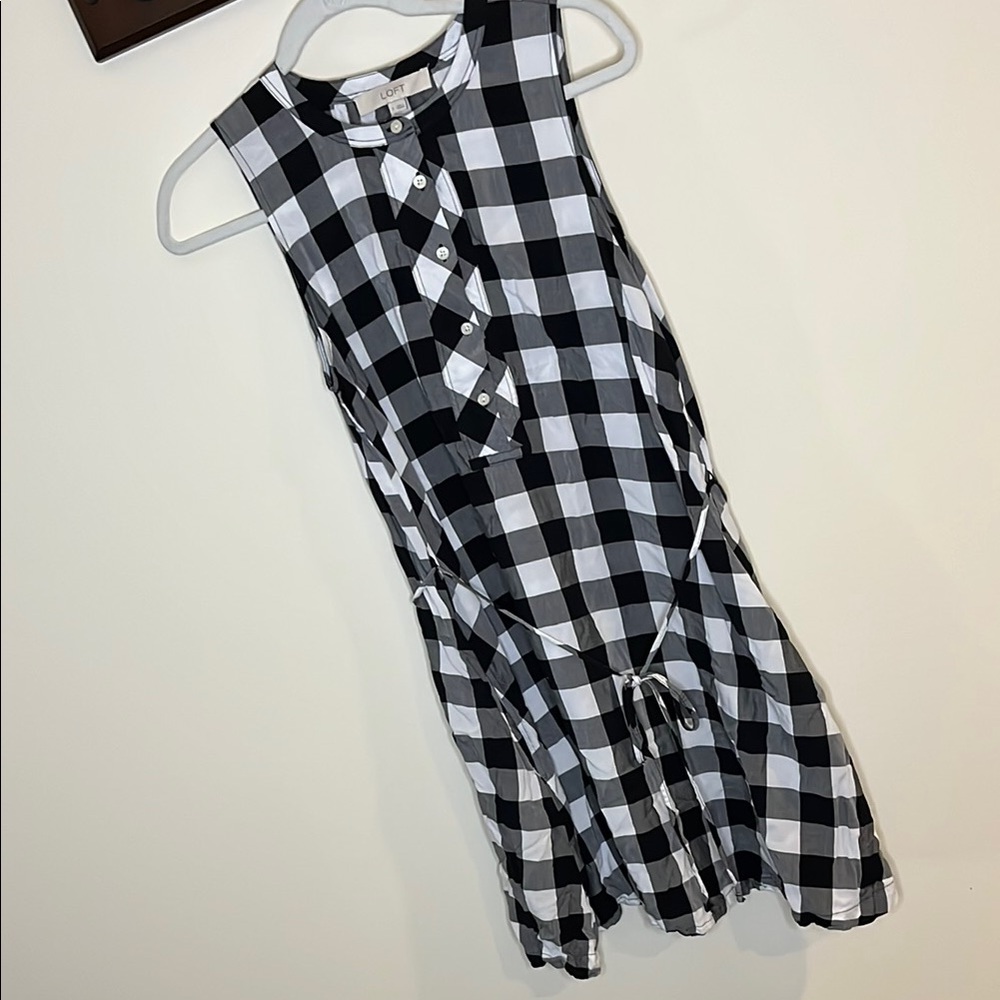 LOFT Small Black and White Checkered Dress